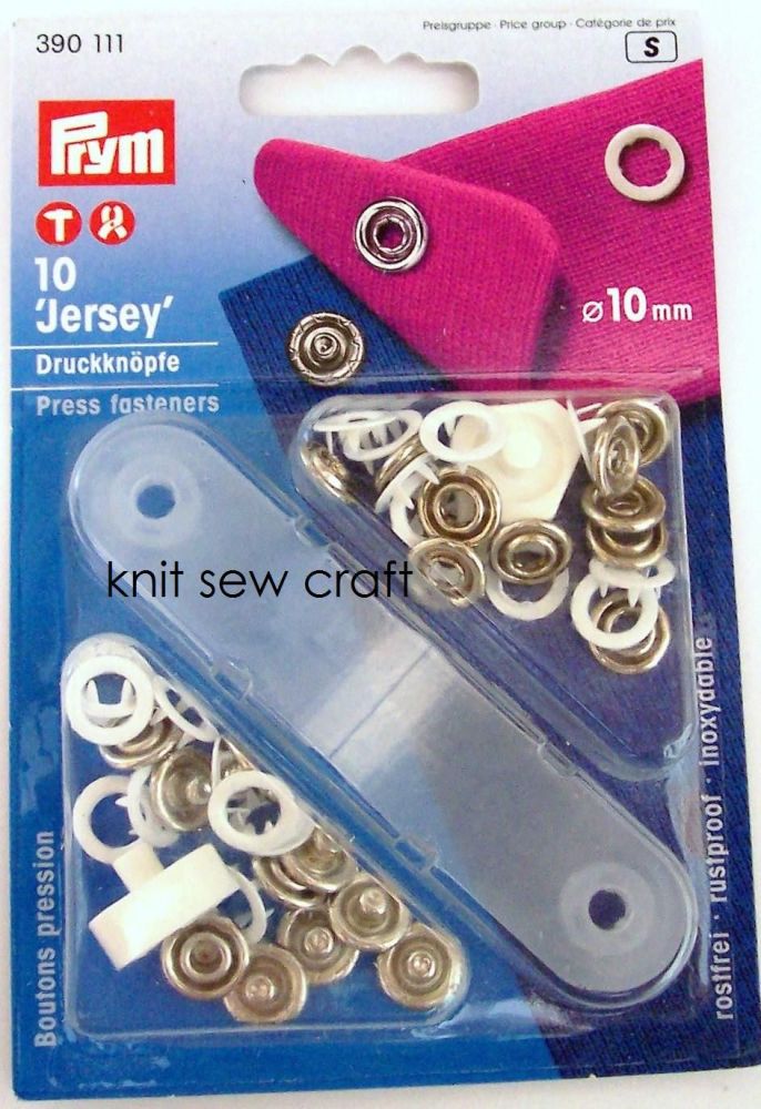 Prym Jersey Ring Non Sew White Press Fasteners 390111