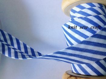 royal blue white striped polycotton bias binding 18mm x 25mtr Safisa
