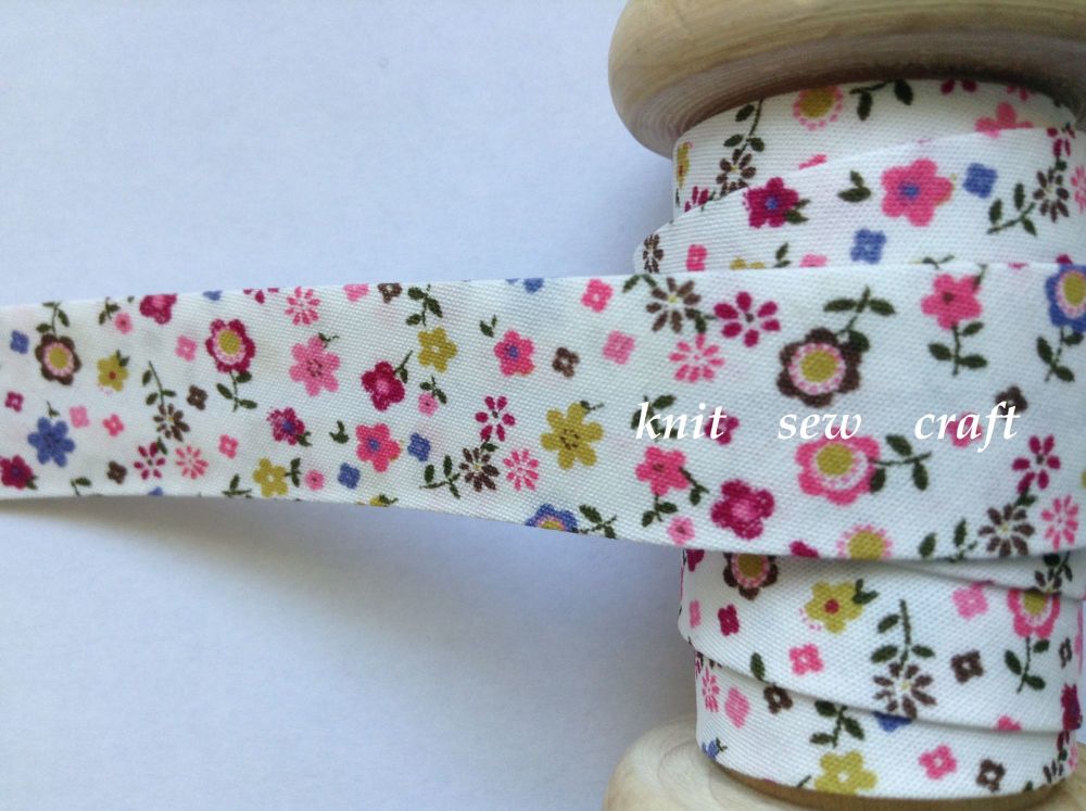 pink flower pattern bias binding fabric 18mm wide
