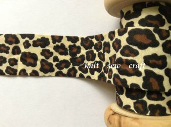 Leopard Print Cotton Bias Tape Black Brown Cream Animal Pattern Fabric