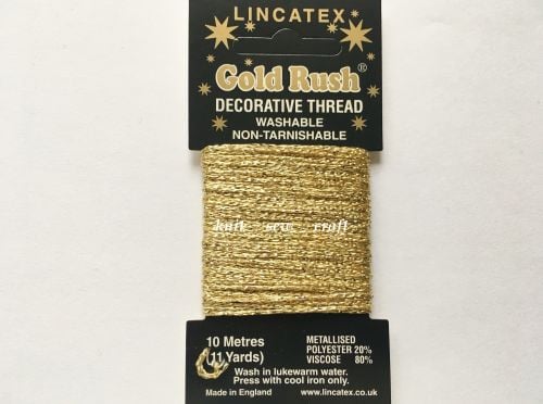 light gold decorative metallic glitter sewing thread Lincatex 10 mtrs