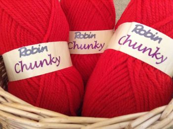 Robin Chunky Knitting Wool 100g Red