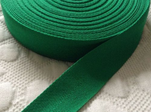 25mm Wide Herringbone Webbing Tape - Emerald Green