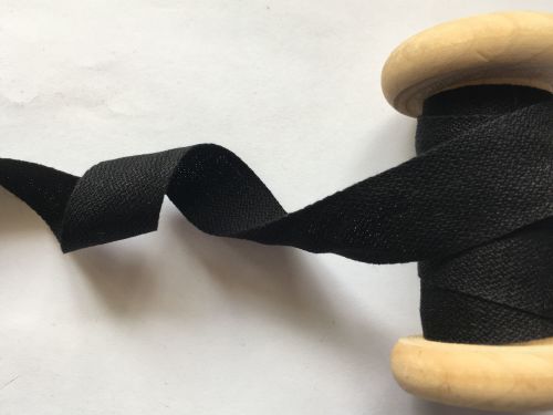 25mm Wide Black Sewing Tape - 100% Cotton