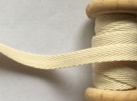 Cream Woven Cotton Herringbone Webbing Tape - 10mm Wide