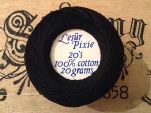 Black Crochet Thread Size 20 Lesur Pixie Lace Making Tatting Yarn 20g