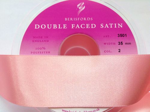 Berisfords Ribbon 20 Metres x 35mm Pink Double Faced Satin