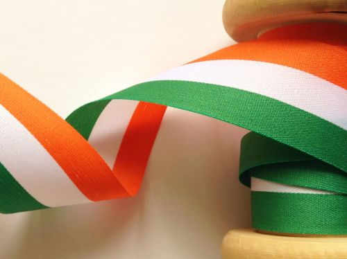 Tri-Colour Ribbon Striped Orange Green White Eire Trimming 40mm Irish