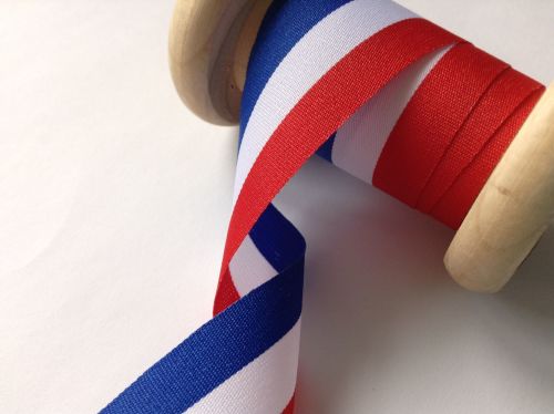 Tricolour Ribbon Red White Blue Striped Tri-Colour Patriotic Trim 25mm