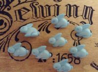 10 Baby Blue Large Rabbit Shaped Buttons