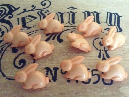 10 Peach Rabbit Shaped Buttons (large)