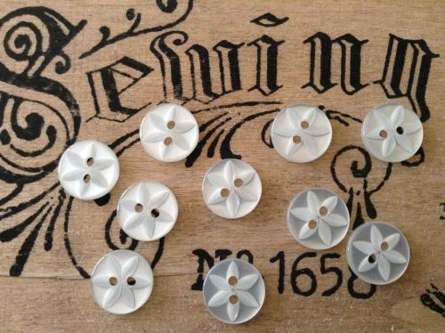 White Star Buttons, Set of 10 x 14mm