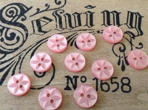 Pink Star Buttons, Set of 10 x 14mm