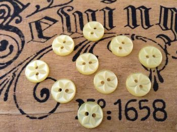 Lemon Star Buttons, Set of 10 x 11mm