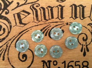 Turquoise Flower Buttons, Set of 10 x 11mm