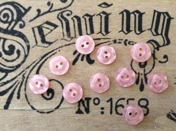 Pink Flower Buttons, Set of 10 x 11mm