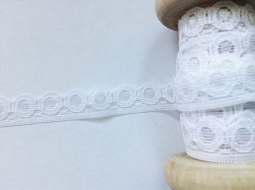 13mm Wide Patterned White Lace Dovecraft DC12901 Per Metre