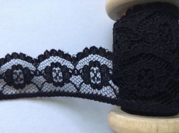Flower Pattern Black Lace Dovecraft 38mm Edge Trimming