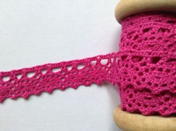 bright pink cotton lace scalloped edge trimming 20mm Berties Bows 1m