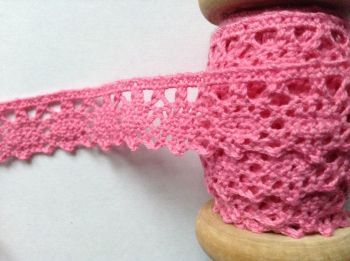 cerise pink cotton lace scalloped edge trimming 20mm Berties Bows 1m