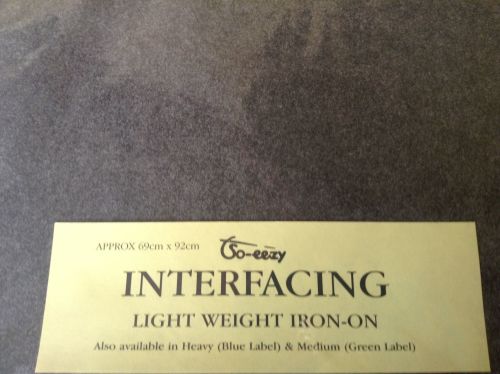 Fabric Interlining Light Weight Fusible Interfacing Iron On Charcoal