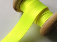 Neon Yellow Satin Bias Bright Fluorescent Lemon Folded Ribbon Fluo 1m
