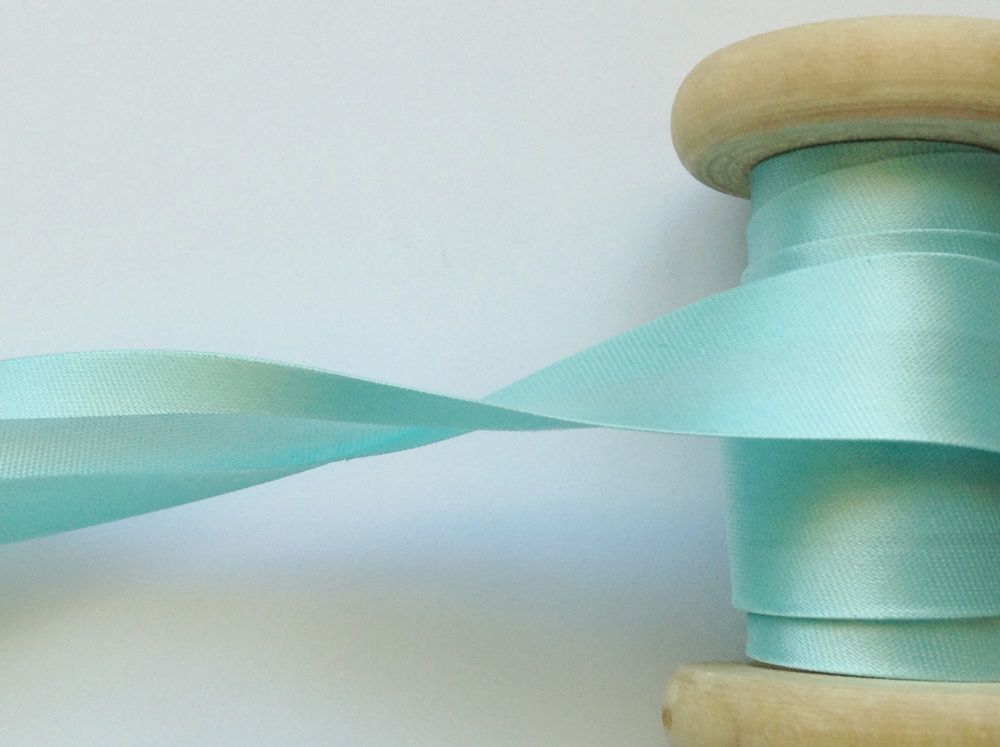 19mm Turquoise Blue Satin Fabric Trimming - Seafoam
