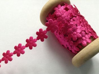 Bright Pink Daisy Braid Trimming Ribbon Sold By Half Metre