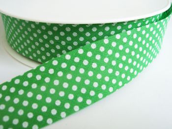 Polka Dots Sewing Tape - Green White Spot Print Fabric 4973