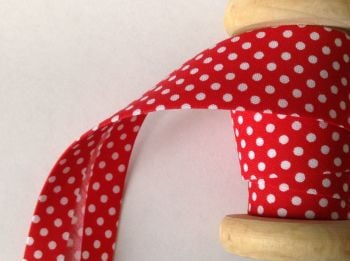 Red And White Polka Dots Pattern Bias Binding 25mm 100% Cotton 046