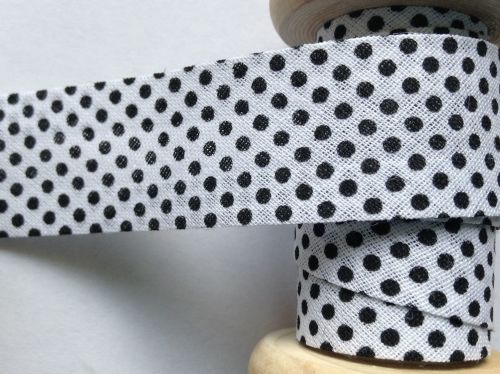 Polka Dot Bias Binding - White & Black Spot Print