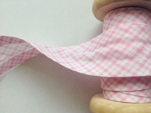 Gingham Bias Binding - Baby Pink And White Check