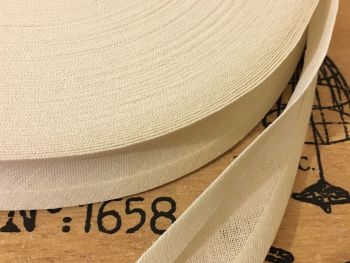25mm Cream Bias Binding 50 Metre Reel 100% Cotton