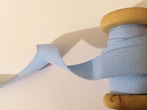 Baby Blue Cotton Tape 20mm Herringbone Webbing Per Half Metre