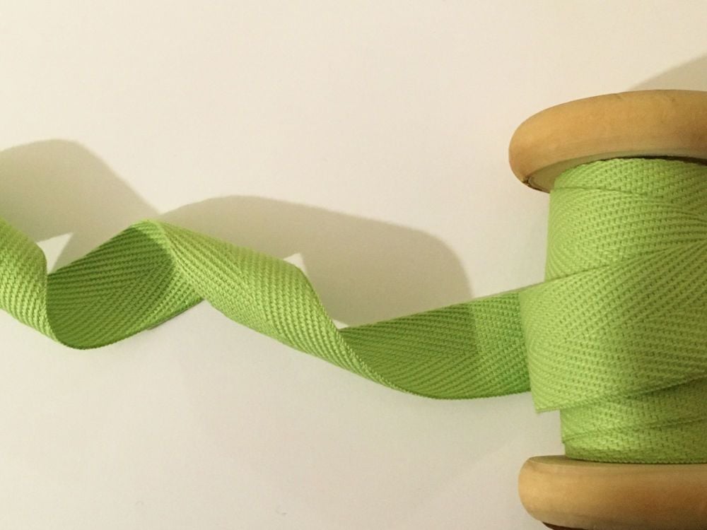 20mm Wide Green Cotton Tape - Per Metre