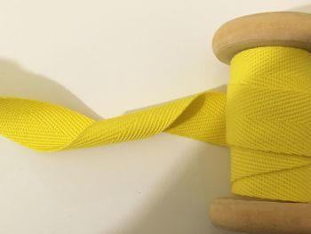 20mm Wide Yellow Herringbone Pattern Webbing Tape 100% Cotton