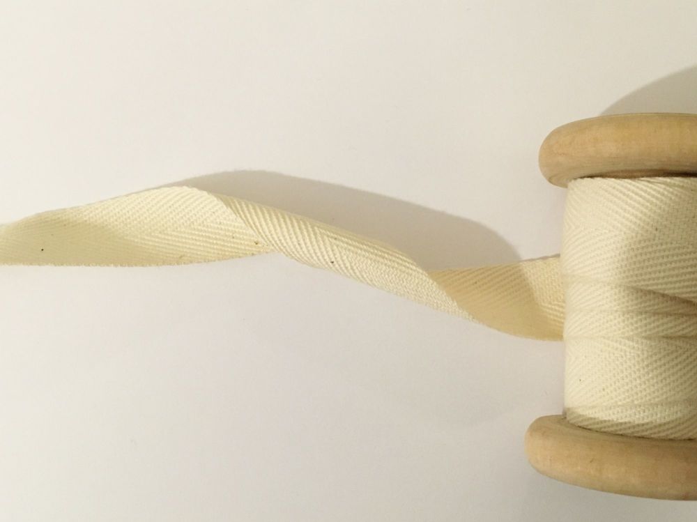 20mm Woven Webbing Tape 100% Cotton Ivory Cream