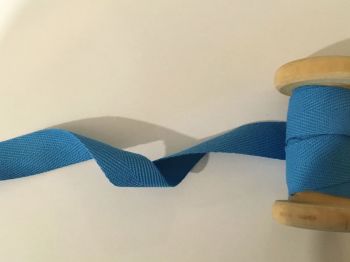 Apron Ties Tape 20mm Mid Blue Woven Cotton Herringbone