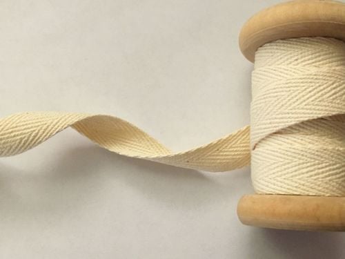cream cotton webbing tape 15mm woven herringbone twill 1m aprons bags
