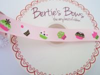 Bertieâ€™s Bows Cupcake Print Pink Grosgrain Ribbon