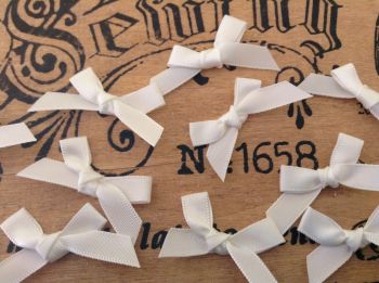 10 Bridal White Satin Ribbon Bows