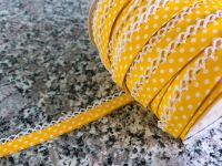 Picot Edge Bias Binding - Yellow And White Polka Dots