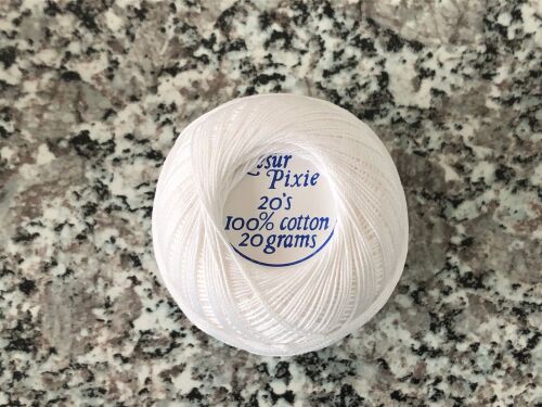 White 20s Crochet Cotton - Lesur Pixie Thread