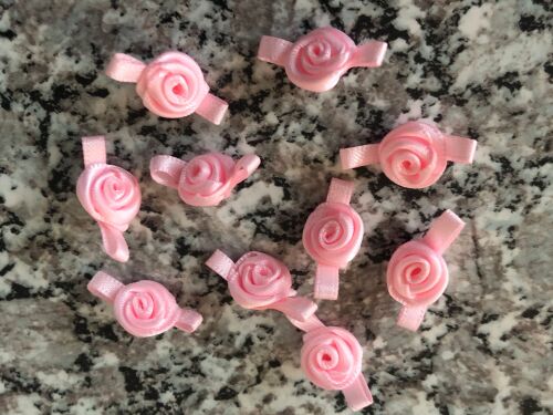 Baby Pink Satin Ribbon Roses