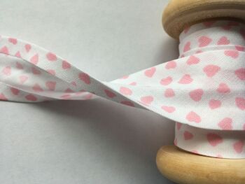 Pink Hearts Cotton Bias Tape