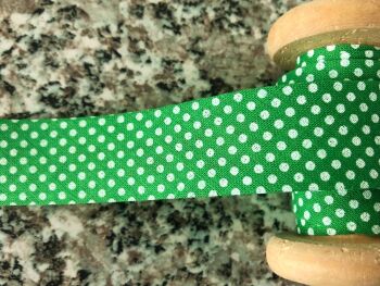 Polka Dots Sewing Tape - Green White Spot Print Fabric 4973