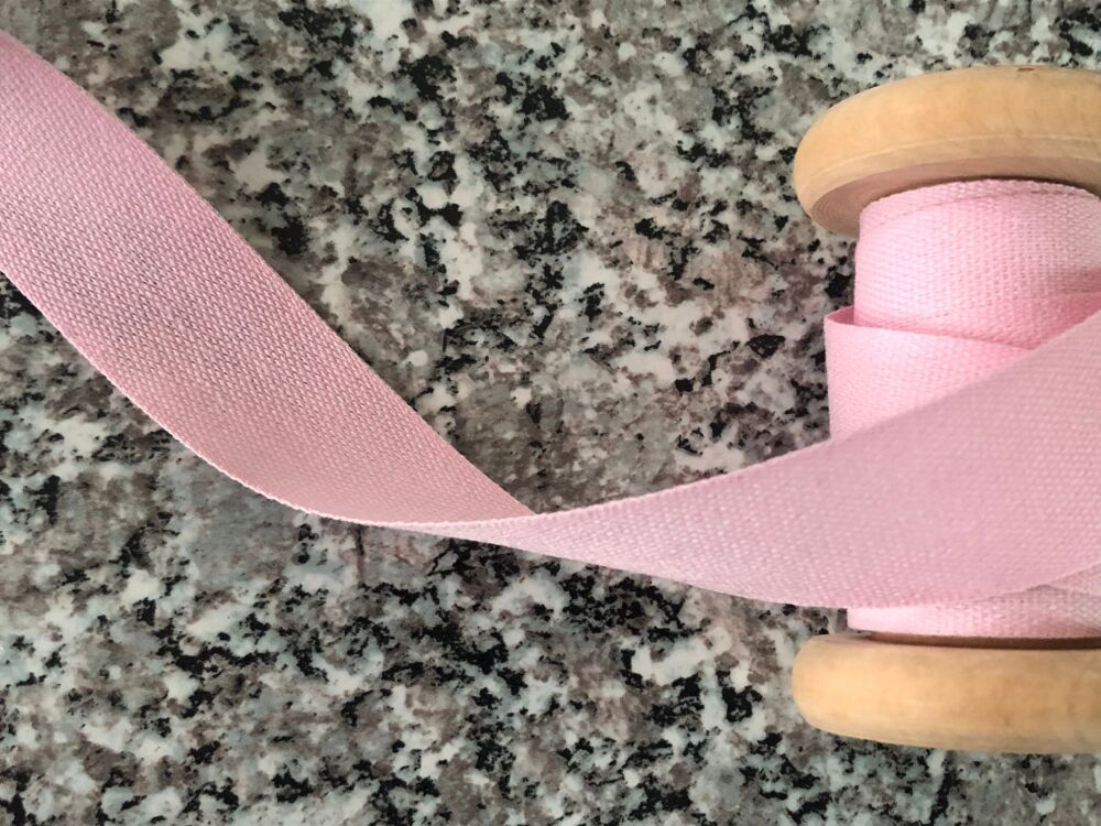 Light Pink Apron Tape Woven Cotton Twill 25mm Safisa 005