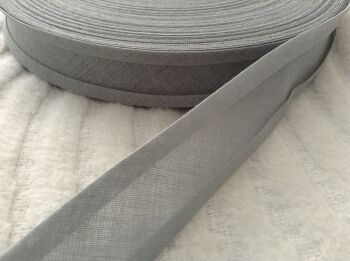 Light Grey Cotton Bias 1" Wide Fabric Trimming Ribbon 1m Sewing Tape