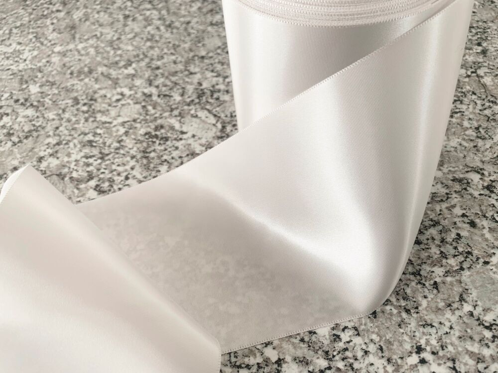 100mm Satin Sash Ribbon - Bridal White