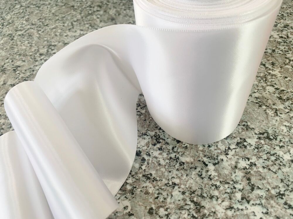 White Satin Sash Ribbon 100mm Wide